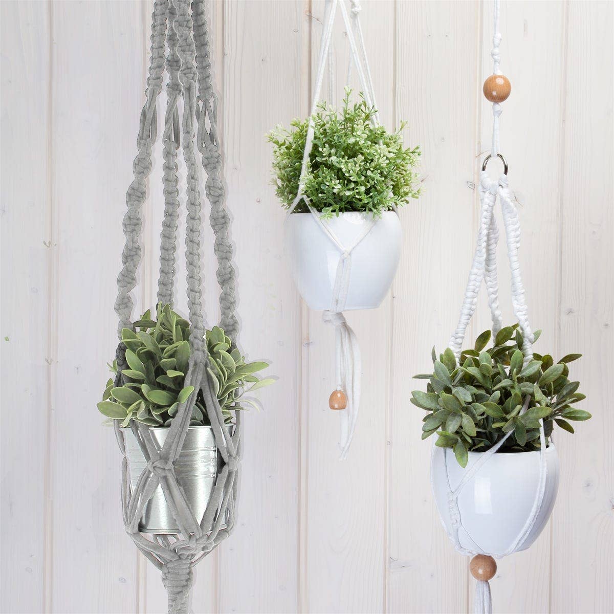 Kit DIY Zpagetti Macramé Cesto Pendurado Gravel Cinza